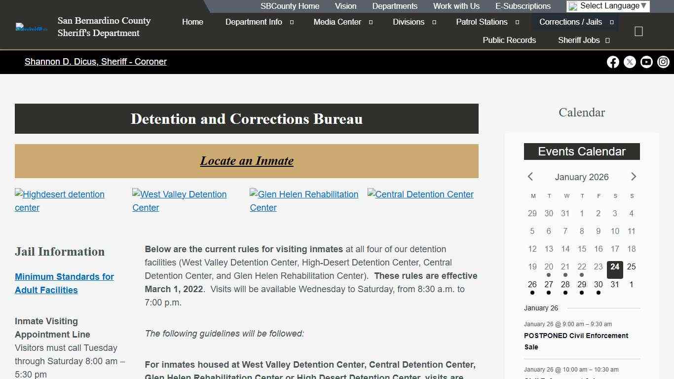 Corrections / Jails – San Bernardino County Sheriff's Department